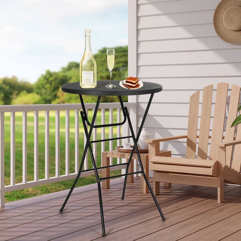 31.5'' Round Folding Picnic Table, Portable Waterproof Plastic Table with Detachable Legs for Indoor & Outdoor Events