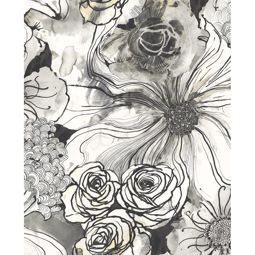 Harry & Grace Ink Rose Peel and Stick Wallpaper