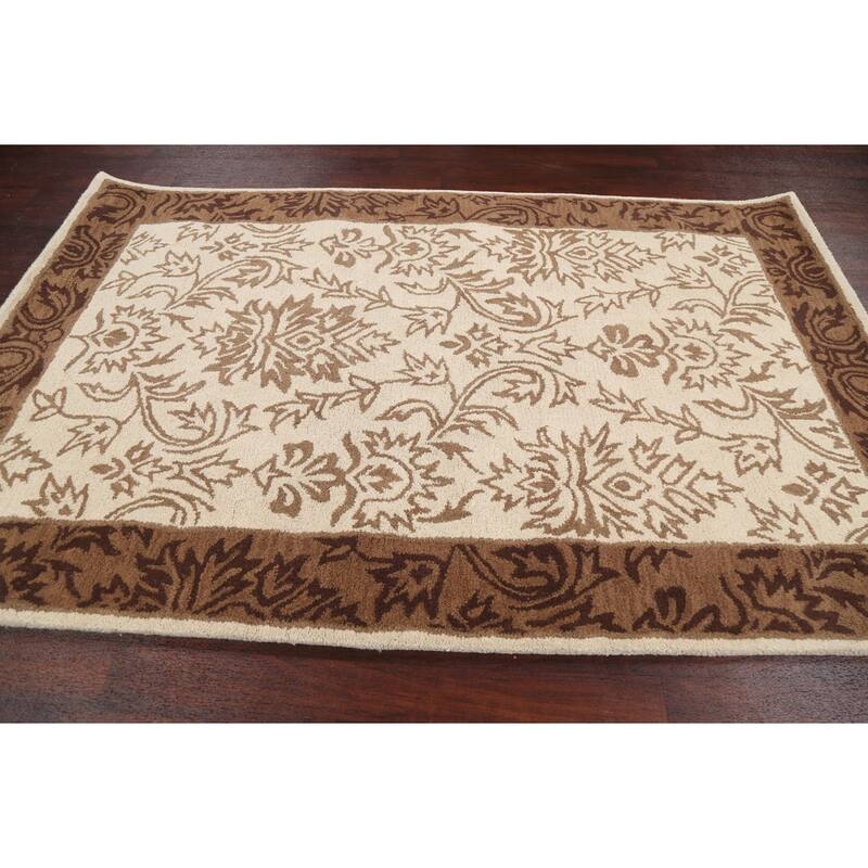 Floral Oriental Foyer Area Rug Wool Hand-tufted Traditional Carpet - 5'0" x 8'0"