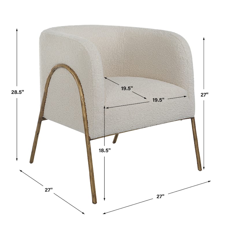 Uttermost Jacobsen Off White Shearling Accent Chair - 27"W x 28.5"H x 27"D
