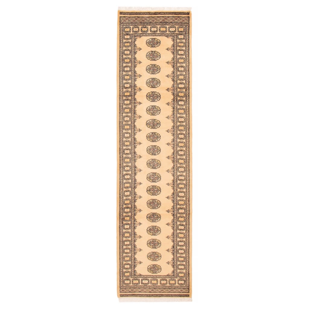 ECARPETGALLERY Hand-knotted Peshawar Bokhara Ivory Wool Rug - 2'8 x 10'6
