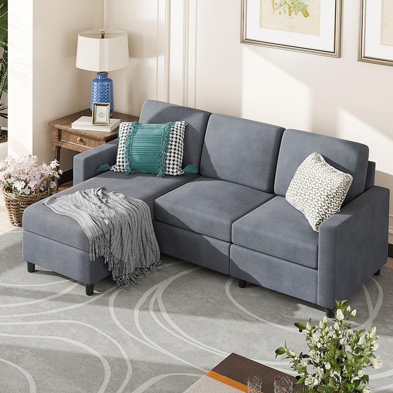 Futzca Modern Convertible Sectional Sofa L-Shaped Couch - Grey