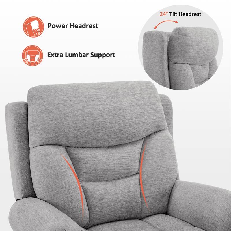 MCombo Dual Motor Power Lift Recliner Chair with Massage and Dual Heating, Adjustable Headrest, Fabric 7888