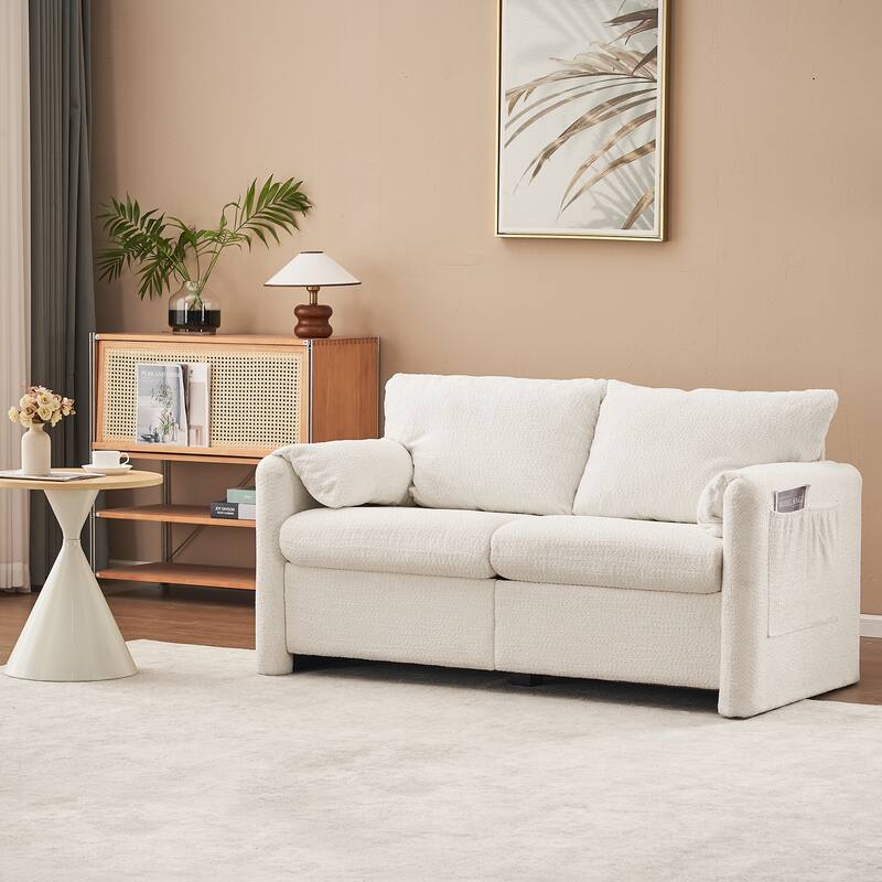 59.87" Chenille 2-Seater Sofa with Barrel Back & Sturdy Frame