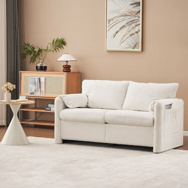 Chenille Fabric Upholstered Loveseat Sofa, Sofa Bench with Armrest, 2-Seater Sofa with High-Density Foam Cushions
