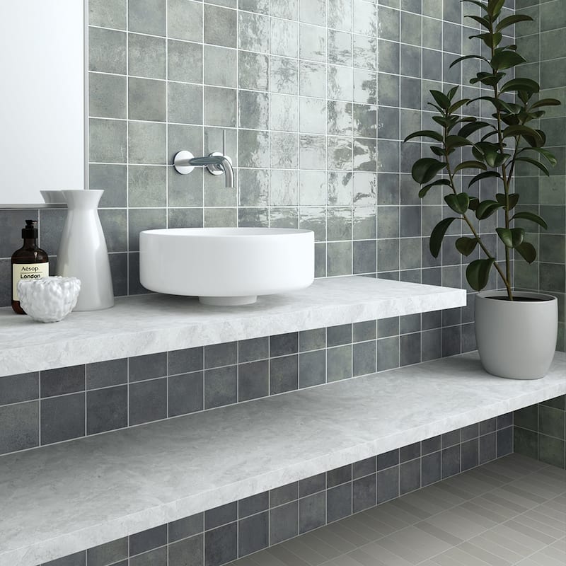 Vela 4x4 Glossy Porcelain Tile - Wall, Backsplash - Case of 60 (6.46 Sq. ft.) - Moody Blue