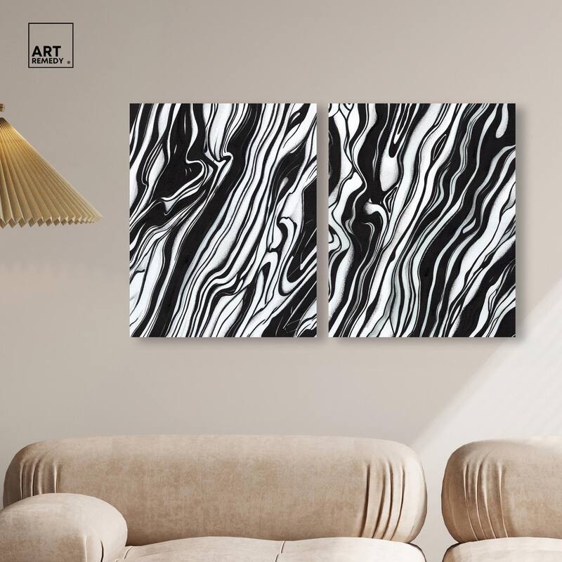 Abstract Lines Set Canvas Set of 2 by Art Remedy, Gallery Wrapped