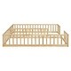 preview thumbnail 9 of 31, Double Twin Size Pine Wood Floor Bed with Fence, Guardrails, without door