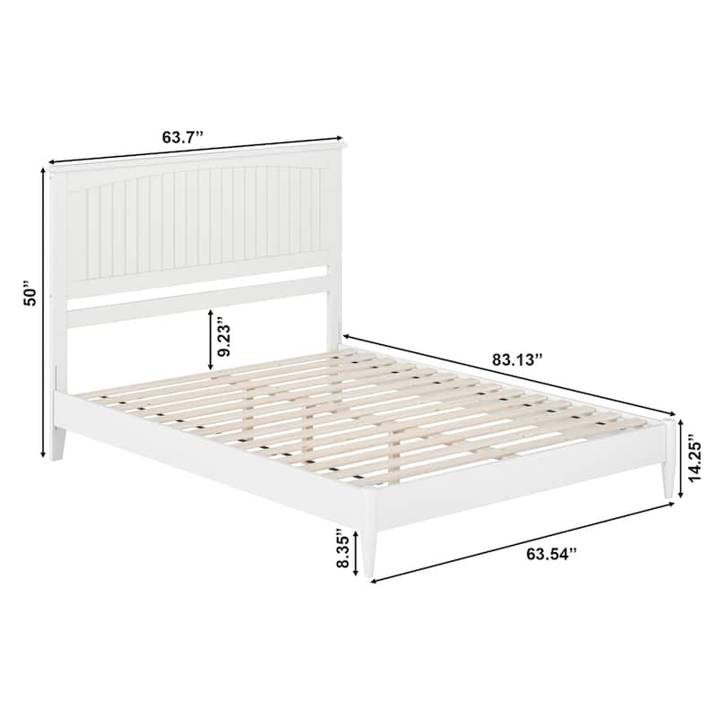 Queen Size Wood Platform Bed - Low Profile Modern Design, USB Charger Included