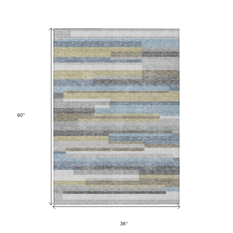 HomeRoots Striped Transitional Rectangle Outdoor Rug