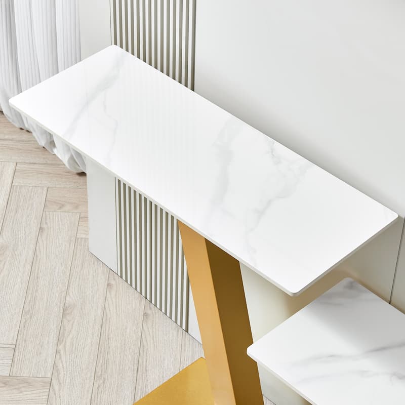 Modern Console Table with Metal Frame and Adjustable Foot Pads
