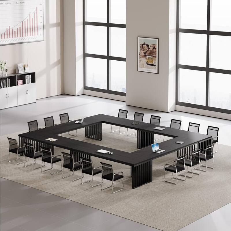 6.56 ft Industrial Conference Table, Rectangular Meeting Table for Seminar, Business & Negotiation