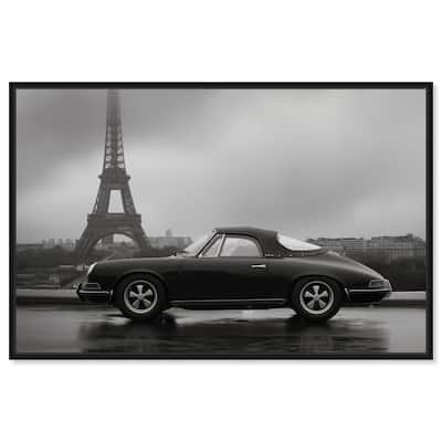 Classic Car and Eiffel Noir Canvas by Art Remedy