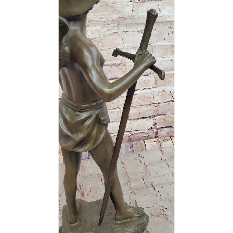 Young Saint Michael Archangel W/ Sword Bronze Statue Sculpture Figure 21 Inches X 11 Inches