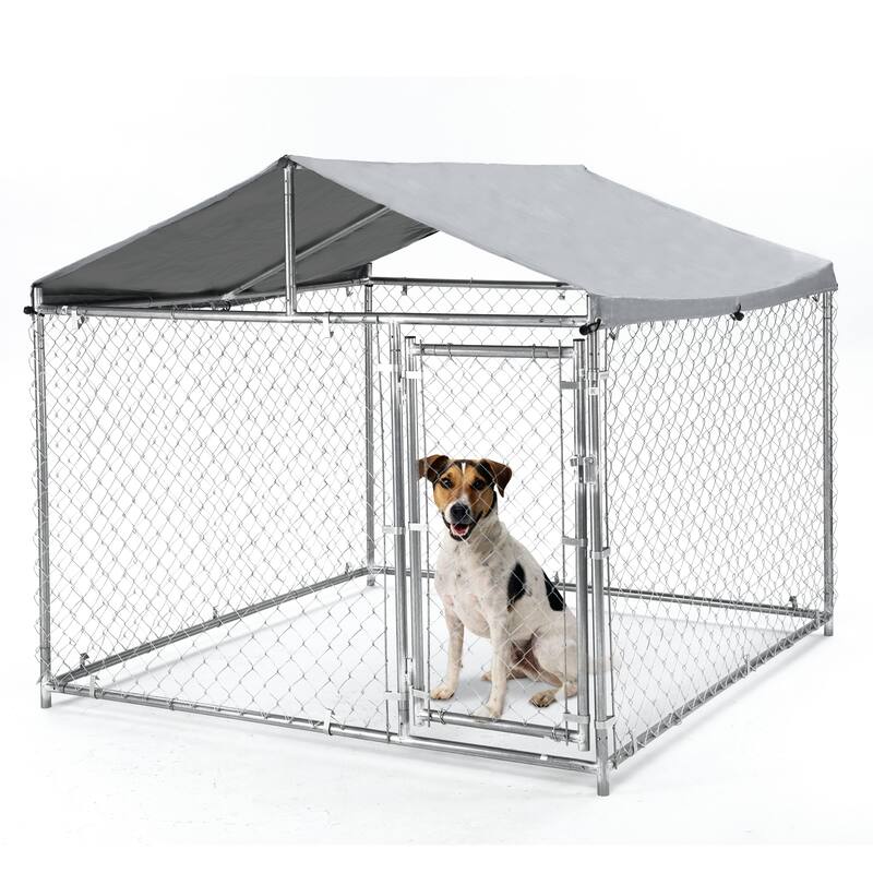 79-Inch Dog Crate with Removable Trays for Outdoor - Silver