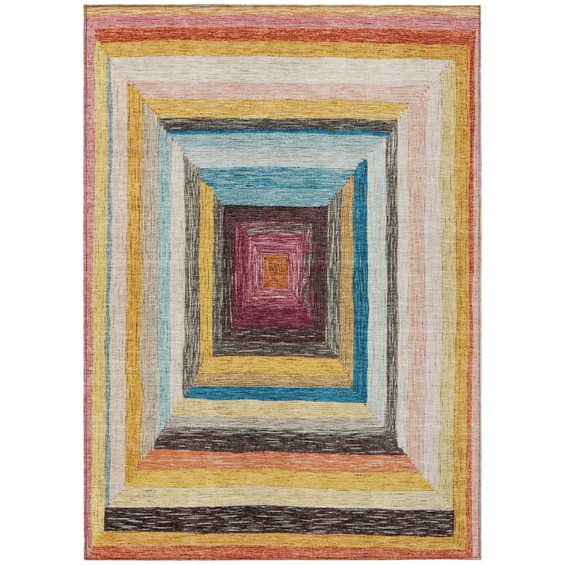 HomeRoots Geometric Transitional Rectangle Outdoor Rug