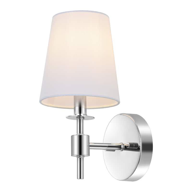 SAFAVIEH Lighting Dalany 7-inch Fabric Shade Wall Sconce with Bulbs (Set of 2) - 7 in. W x 5.5 in. D x 11 in. H - Chrome
