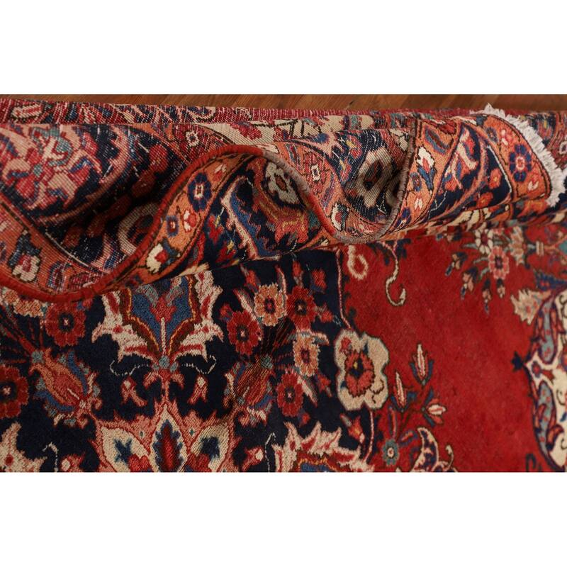 Red Heriz Persian Antique Area Rug Hand-Knotted Wool Carpet - 7'5" x 10'8"