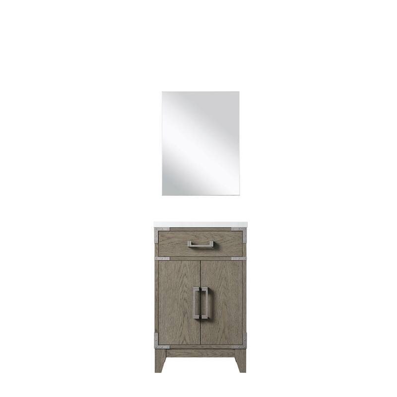 20-inch Bathroom Vanity with Acrylic Top, Soft Close Cabinet, and 18" x 24" Mirror - Polished Surface - Up to 22 in ,Grey ,Wood , Acrylic Countertop - Grey