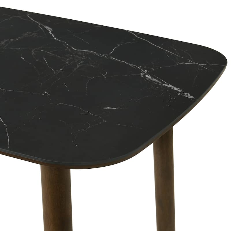 Emorie Mid-Century Modern 71 in. Rectangle Wood Dining Table in Walnut Finish with Sintered Stone Top 