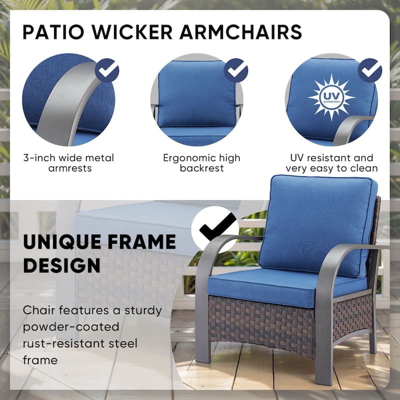 Pocassy Outdoor Sofa PE Wicker Furniture Set