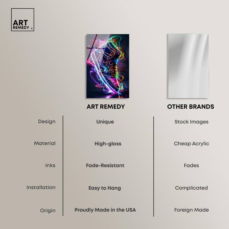 Bright Lights Sneaker Acrylic by Art Remedy, Ready to Hang