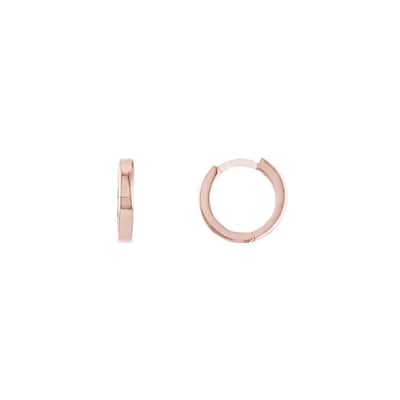 Curata 14k Rose Gold 10mm Square Tube Hinged Hoop Earrings