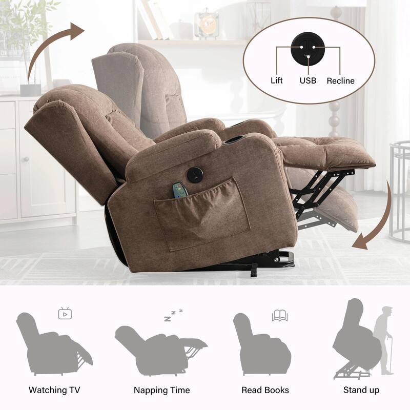 Power Lift Recliner Chair for Elderly with Heat, Massage, and USB Port