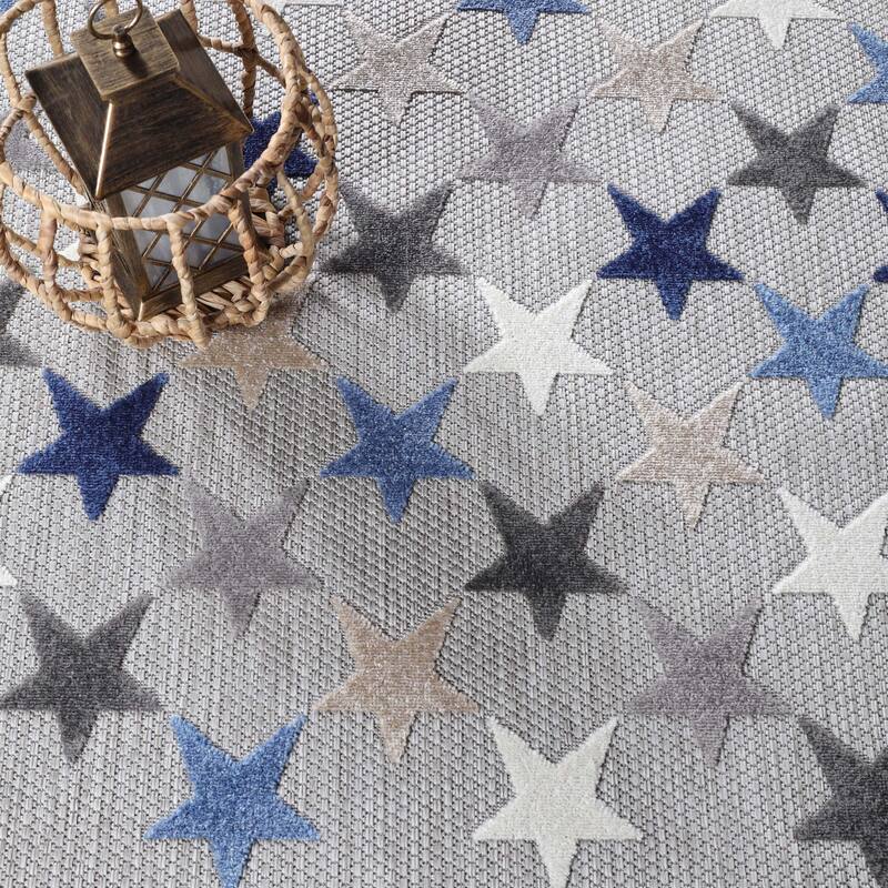 Superior Whimsical Stars Modern Indoor Outdoor Area Rug