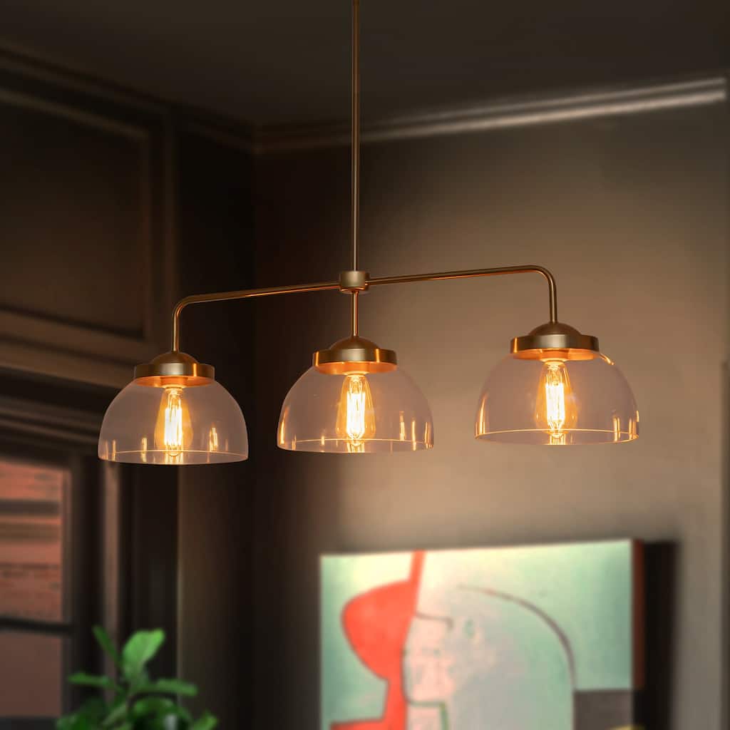 37.4 inch 3-Light Modern Glass Linear Kitchen Island Pendant Light - 37.4 inch