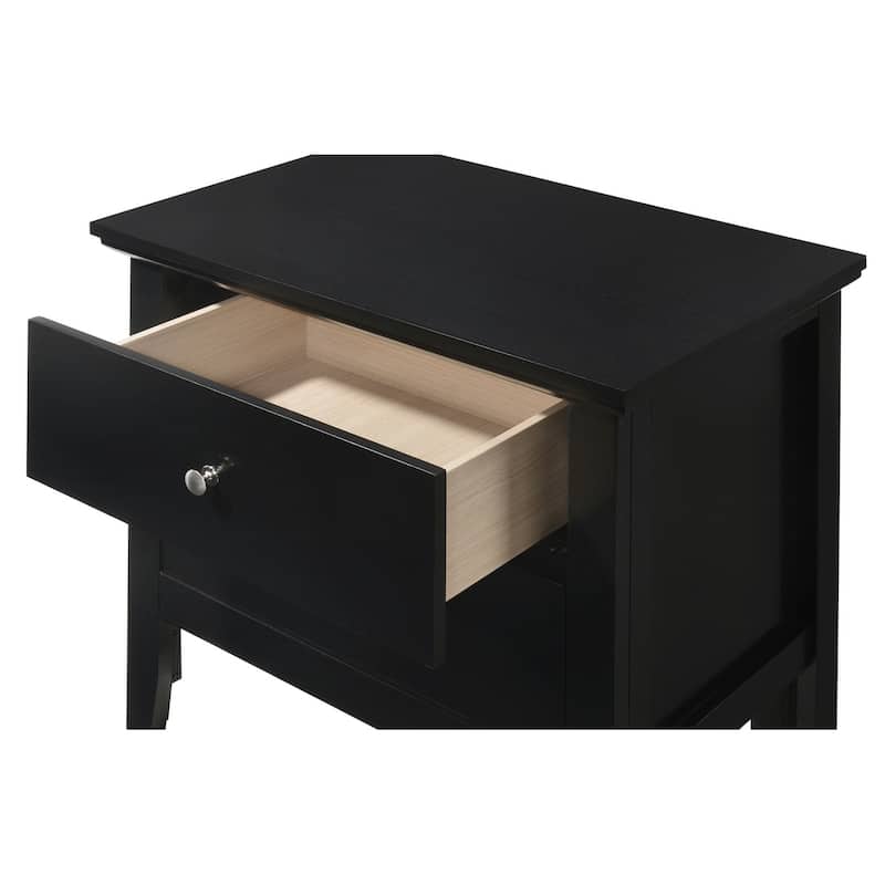 2-Drawer Wooden Rectangular Nightstand - 24" - Black