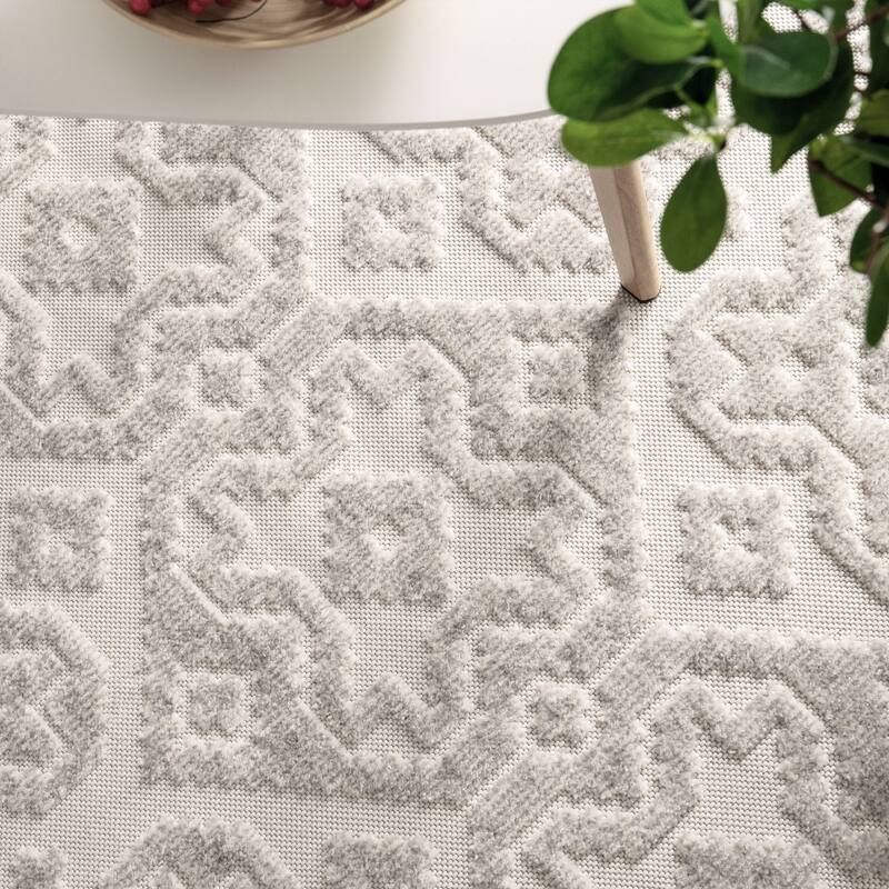 In- & Outdoor Rug Marrakesh Trellis Pattern with High/Low Effect