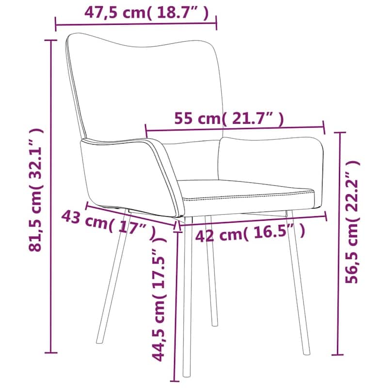 vidaXL Dining Chairs 2 Pcs Leisure Accent Armchair for Living Room Velvet - 21.7" x 22.4" x 32.1"