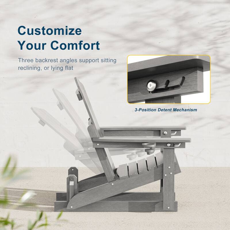 Glider Adirondack Patio Chair, 3-Position Adjust Smooth Motion Chair