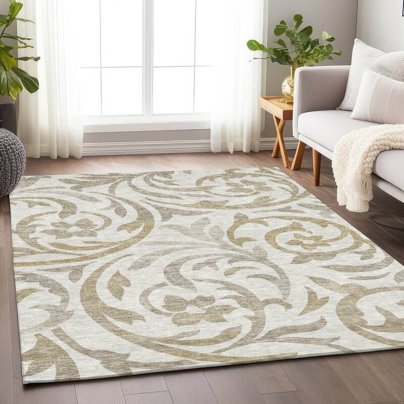Premium Washable Super Soft Contempory Scroll Mayfield Rug - Ivory - 5' x 7' 6" - Rectangle