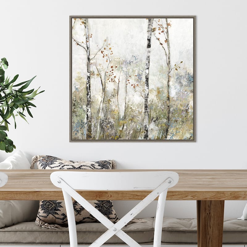 Soft Birch Forest II by Allison Pearce Framed Canvas Wall Art Print - Sylvie Greywash