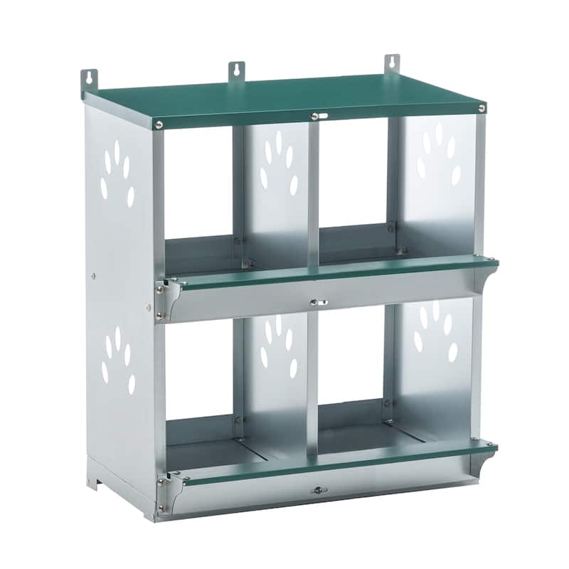 4-Compartment Chicken Nesting Box - Wall-Mount Metal Egg Laying Box for Poultry Breeds