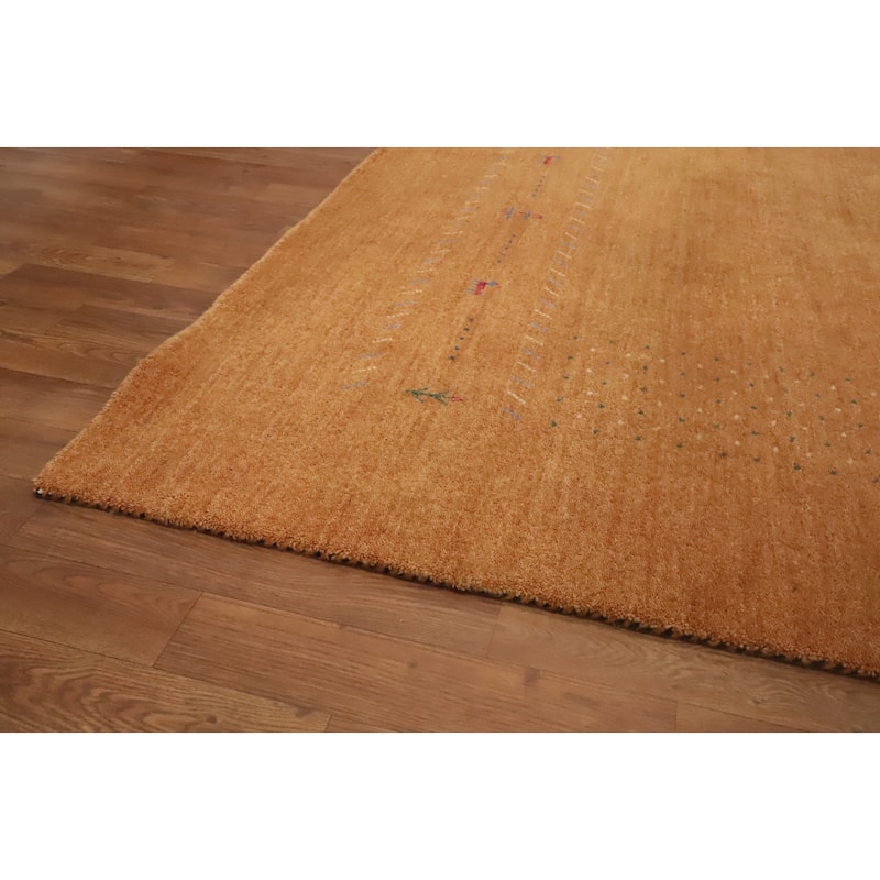 Hand Knotted Oriental 100% Wool Carpet Tribal Animal Pictorial Oranges & Rust Gabbeh Area Rug - 8' 11'' X 8' 11''