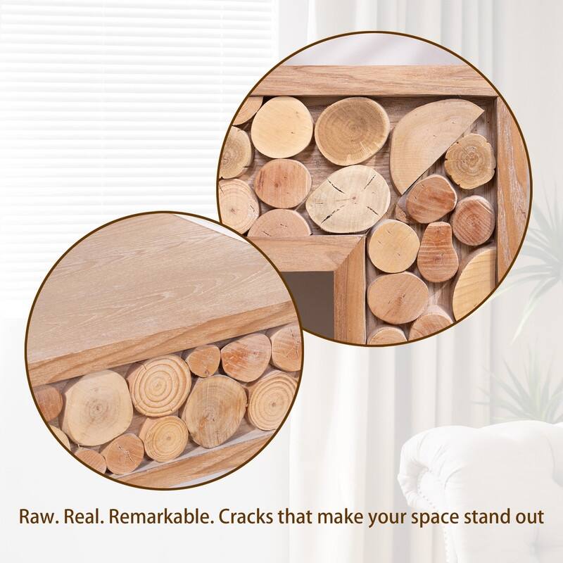 Rustic Wood Console Table with Natural Log Accents - 62" Entryway Table, Narrow Sofa Table, Hallway