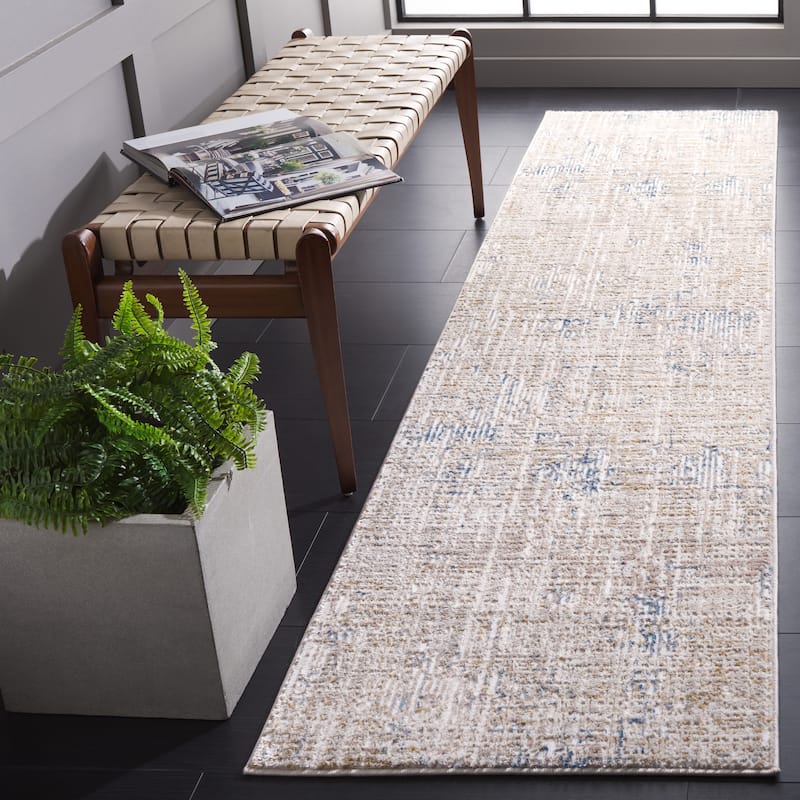 SAFAVIEH Prestige Maricica Contemporary Rug - 2'3" x 8' Runner - Beige/Blue