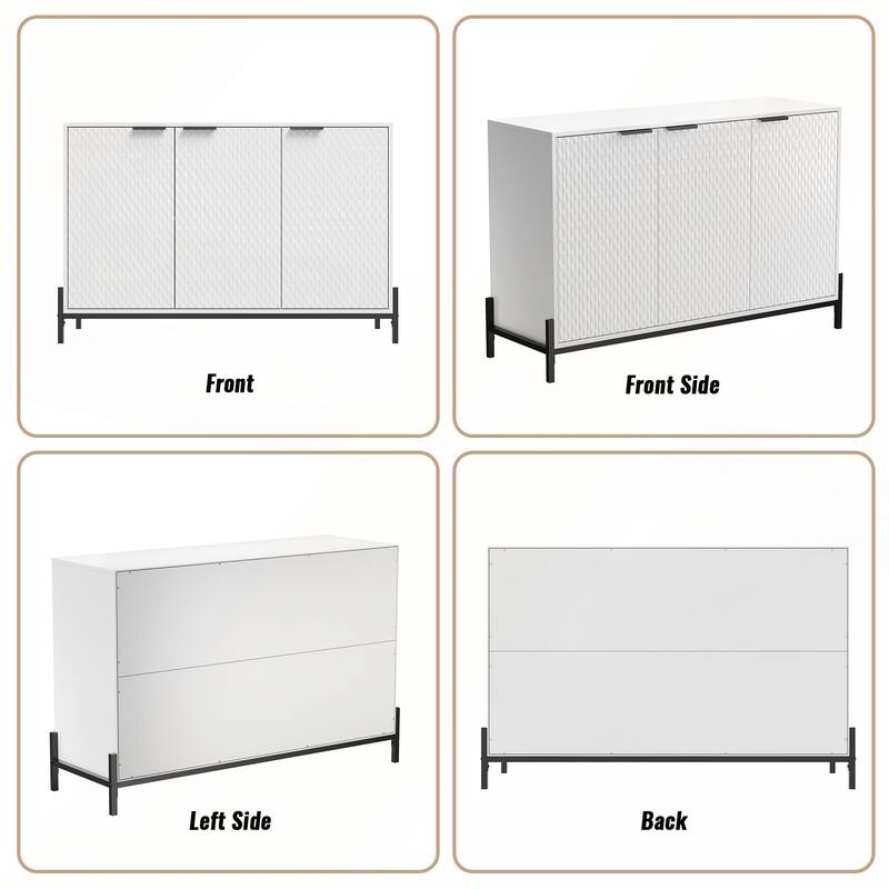 Modern High Gloss 3-Door Cabinet