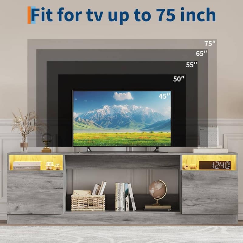 TV Stand with Storage Cabinet, Fits Into 36'' Electric Fireplace (Not Included Fireplace) - N/A