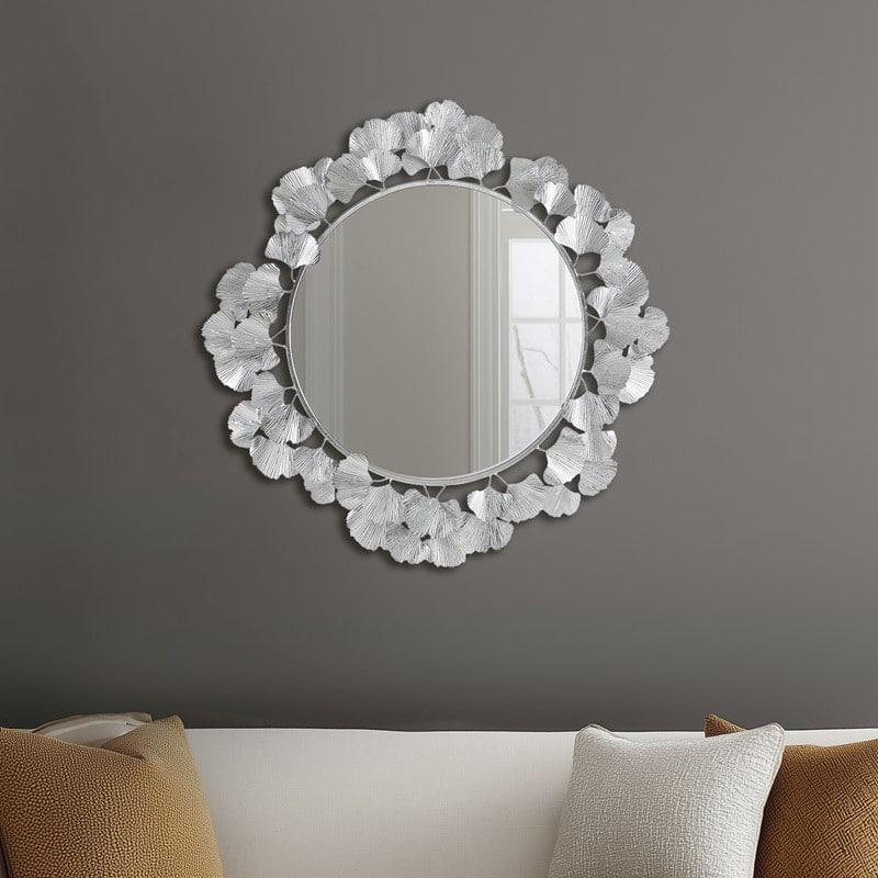 30.5" Ginkgo Leaf Round Wall Mirror 30.5 Inch Martha Stewart