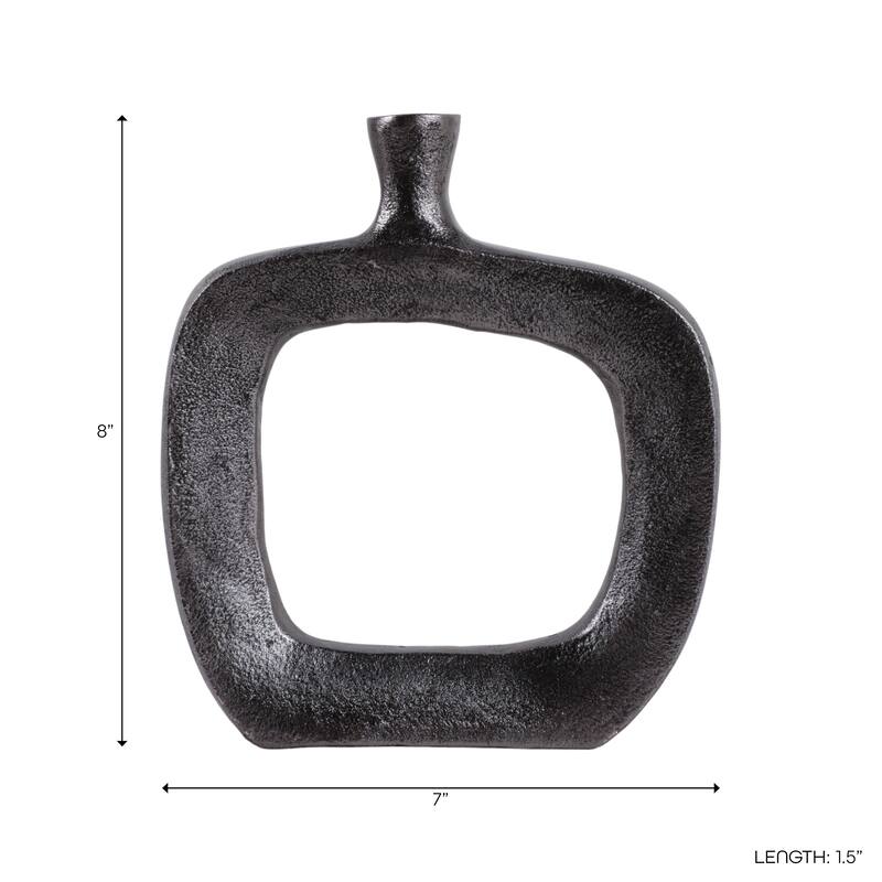 Modern Square Metal Bud Vase with Open Cut Out - Tall Flower Vase