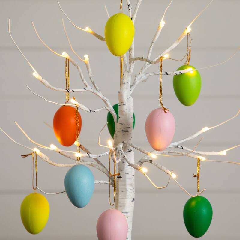2-ft Pre-Lit Artificial Easter Twig Tree with Egg Ornaments