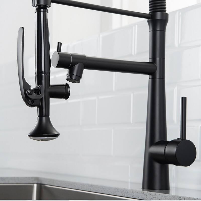 Copper Kitchen Faucet With Double Spray Drop Down 360 Rotation