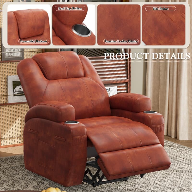 LACOO Power Lift Recliner PU Leather Reclining Chair with Massage