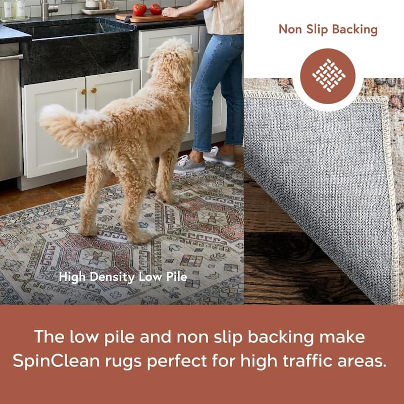 Nuloom Ren SpinClean Vintage Floral Machine Washable Area Rug