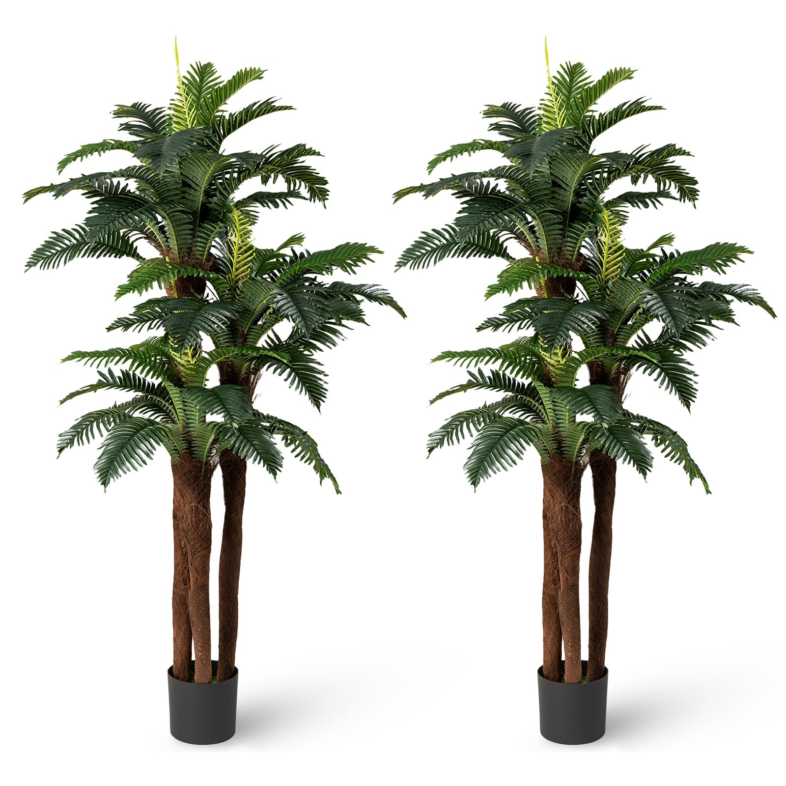 Gymax 2 Pack Artificial Palm Tree 6.3 ft Tall Fake Tropical Plant w/ 3