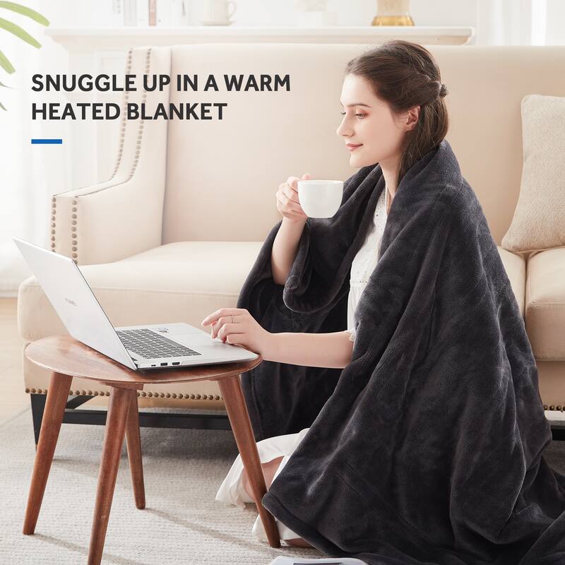 Heated Blanket Electric Throw Fast Heating Ultra Soft Warm Flannel